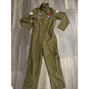 Top Gun Flight Suit Halloween Costume youth Size XL Maverick Green Leg Avenue.